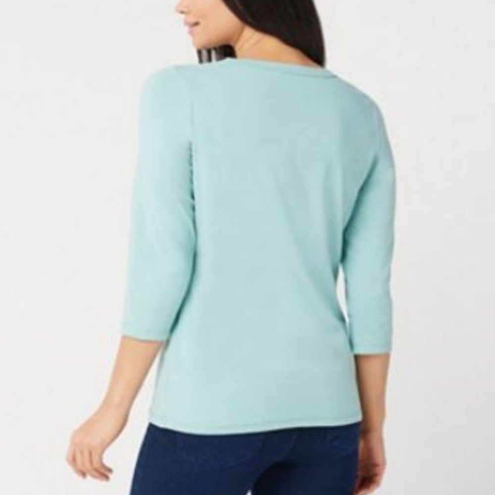 Denim & Co Jersey 3/4 Sleeve Round Neck Top  1249 - Picture 2 of 3